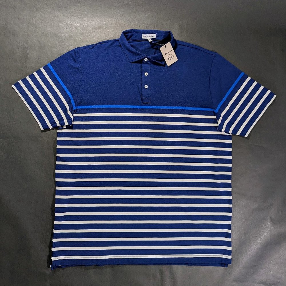 $125 Peter Millar Crown Men’s Golf Athena Polo Shirt Size XL Pima Cotton Striped